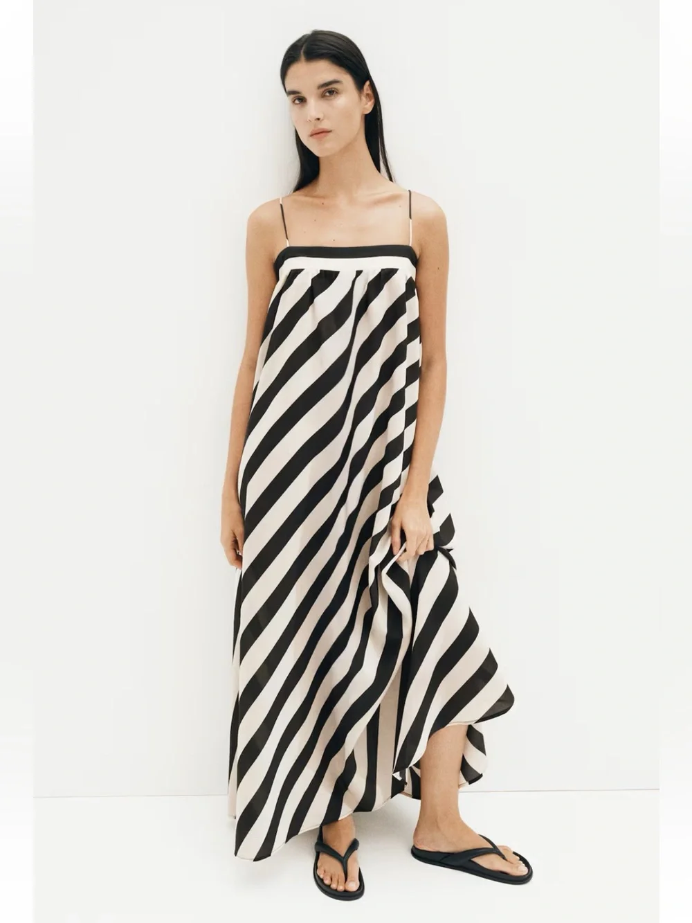 New H&M A-Line Tie-Strap Maxi Dress